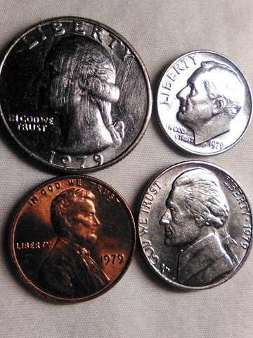 RARE All 4 No Mint Marking on Penny, Quarter, Nickel and Dime Lot Cover