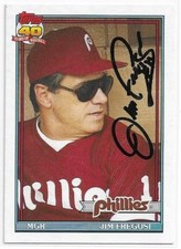 JIM FREGOSI Autographed Signed 1991 Topps Traded card Philadelphia Phillies COA