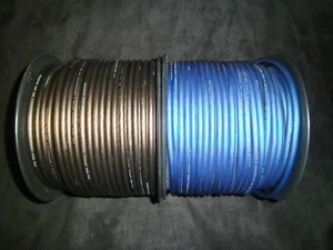 PER 5 FT 8 GAUGE SPEAKER WIRE BLUE BLACK SUPERFLEX FLEX CABLE AWG MONSTER SUBS - Picture 1 of 4