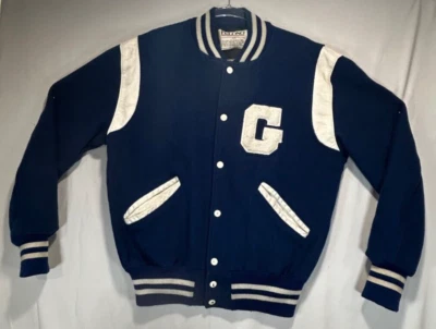 Chaqueta Universitaria Vintage Años 90 Lana Acentos Cuero Talla M Foto 1 de 4