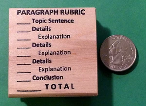PARAGRAPH RUBRIC - Teacher's Writing/Composition Rubber Stamp, wood mounted - Picture 1 of 2