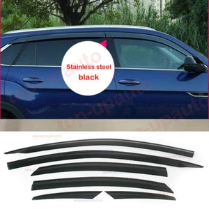 Black Side Window Vent Visor Sun Rain Guard*6 For VW Atlas Cross Sport 2020-2022 - Picture 1 of 6