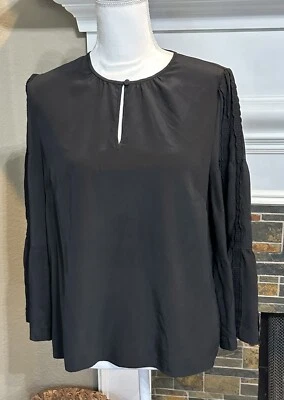 J Crew Black Blouse Top Long Sleeve Lightweight Sz 8 Casual Business Work - Image 1 of 4