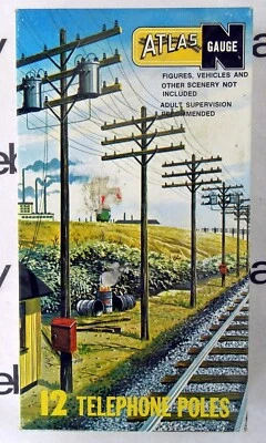 N Scale 12 Telephone Poles - Atlas #2801 - Image 1 of 2