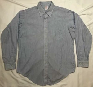 Vintage Brooks Brothers Makers geknöpftes Herrenhemd 16 1/2 gestreift blau B3 - Bild 1 von 11