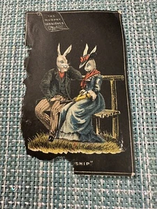 The Murphy Varnishes, VICTORIAN SCRAP-UNDATED COURTING RABBITS LATE 1800'S-1900' - Picture 1 of 5