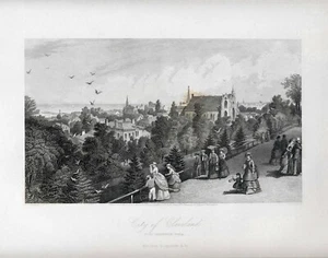 CITY OF CLEVELAND, OHIO; original steel engraving, 1872 - Picture 1 of 1