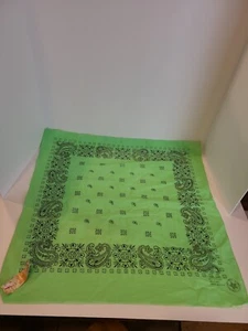Vintage Paris Accessories Bandana Green USA RN13960 Colorfast Cotton USA - Picture 1 of 7