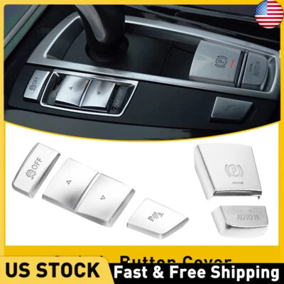 Chrome Handbrake Auto Hold Button Switch Cover Trim For BMW 5 6 7 X3 X5 X6 F10 - Image 1 of 4
