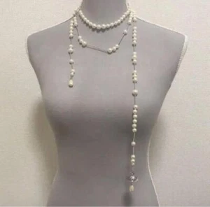 Vivienne Westwood Broken Pearl Silver Orb Long Choker Pendant Necklace w/Pouch - Picture 1 of 6