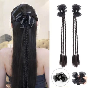 1/2Pcs Twisted Braid Wig Hair Clip Gypsophila Long Pony Tail Hair Accessories - Picture 1 of 18