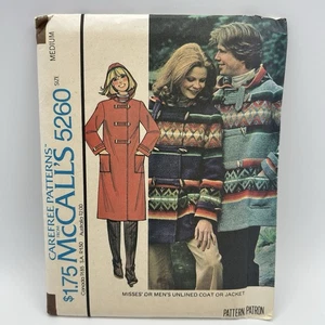 Vintage McCall’s Pattern 5260 Misses Men’s Unlined Coat Or Jacket Size M UC FF - Picture 1 of 8