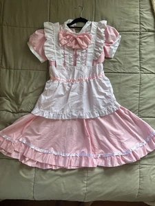 Mädchen XL rosa Dienstmädchen Uniform Kostüm Halloween Cosplay WIE NEU - Bild 1 von 3