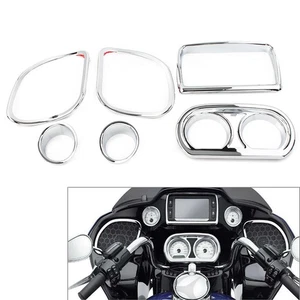 For Harley Road Glide 15-22 Inner Fairing Speedometer Radio Speaker Trim Chrome - Picture 1 of 8