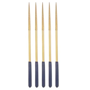 4mm x 160mm Titanium Coated Round Diamond Needle Files with TPU Handle 5pcs - Picture 1 of 5