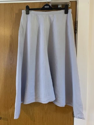 JOHN LEWIS Pure Linen Flared Skirt UK 14 Lilac Grey Midi Pockets 100% Linen - Image 1 of 4