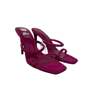 Decolte Nine West rosa caldo strass borchie due cinturini tacco 6,5 Barbie festa - Foto 1 di 6