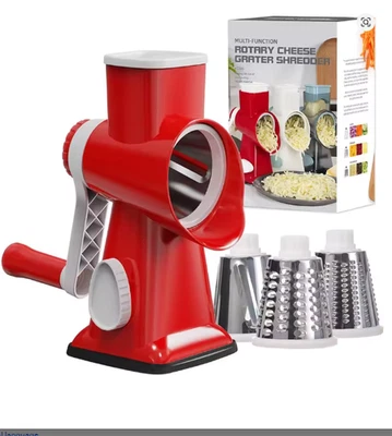 Rallador de queso rotativo 3 en 1 rebanador manual para verduras, nueces y queso parmesano Foto 1 de 4