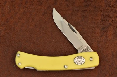 MOORE MAKER MATADOR TEXAS MADE IN USA YELLOW LOCKBACK SODBUSTER KNIFE (28337) - Image 1 of 4
