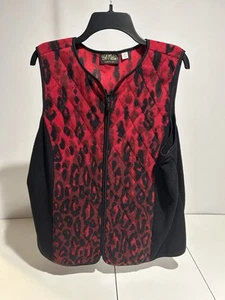 Bob Mackie Fleeceweste Damen rot schwarz Größe XL - Bild 1 von 3