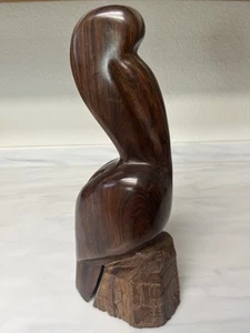 Vintage Iron Wood Hand Carved Folk Art Sculpture Pelican MCM Modernist - Picture 1 of 21