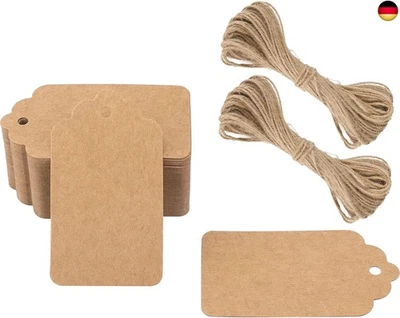 G2PLUS 100 Stück Kraftpapier Anhänger,Geschenkanhänger,Etiketten aus Kr