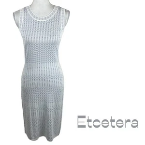 Anthropologie Etcetera White & Blue Cottage Crocheted Sweater Dress NWOT Size S - Picture 1 of 12