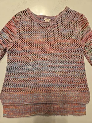 Sundance Mujer Tejido Abierto Algodón Mezcla Cachemira Rosa Multi XL Foto 1 de 4