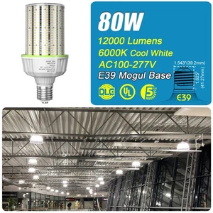 400W Equivalent LED Corn Bulb 80W 6000K Garage Warehouse High Bay Barn Backyard - Picture 1 of 13