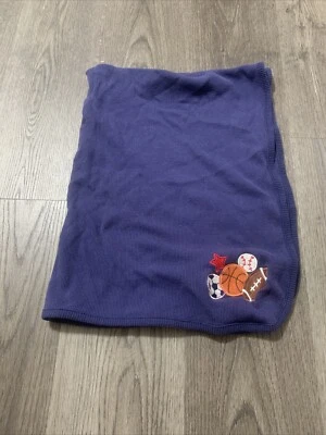 Koala Baby Blanket Thermal Waffle Weave Navy Blue Sports Balls Embroidered - Image 1 of 4
