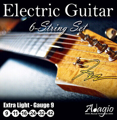 SALE!  ELECTRIC GUITAR Strings Multipack Gauge 9-42 Super Light Nickel ADAGIO • 6.16£