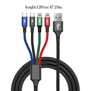 4 in 1 Multi USB Charging Cable Fast Charger Cord For iPhone/Type C/Micro USB - Picture 1 of 6