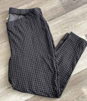 CHICOs Leggings size 3 womens XL houndstooth ponte Gray Black Pull On pants - Image 1 of 4