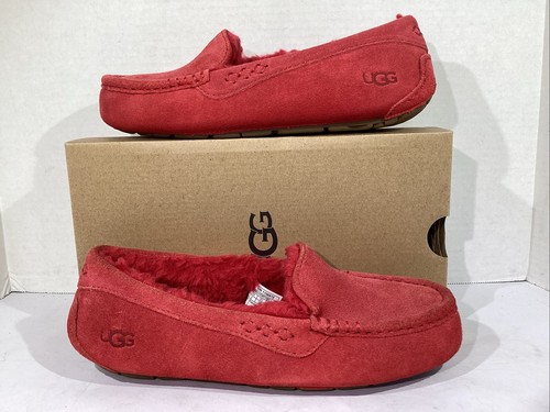 Pantofole UGG da donna taglia 7 EU 38 Samba rosse Ansley foderate in camoscio AJ 116