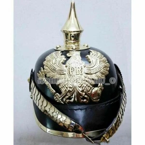 Prussian German Pickelhaube Helmet Imperial Officer’s Leather Without Stand - Picture 1 of 4