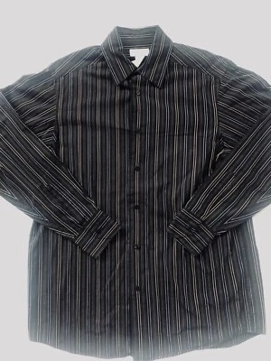 Black Striped Mens Concepts By Claiborne Button Dress Shirt Medium M Long Sleeve - Image 1 of 4
