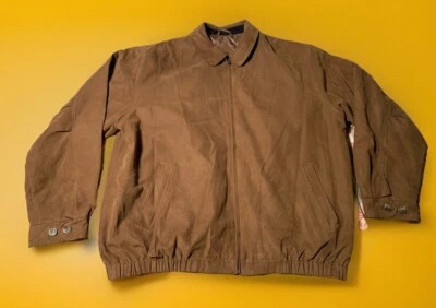 Cutter & Buck Jacket Men’s 2XT Copper Brown MicroSuede Bomber Jacket Lined - Image 1 of 4