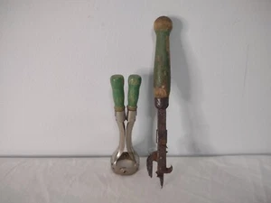 (2) Vintage KITCHEN Utensils Metal Green Melon Baller Can Opener  - Picture 1 of 6