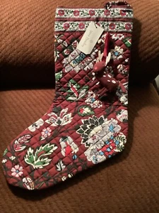New Vera Bradley Holiday Stocking and Ornament Set Bordeaux Blooms Red Christmas - Picture 1 of 4