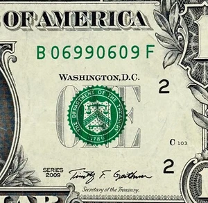 2009 Cool True Flipper (0s) (6s) (9s) Fancy Serial Number Dollar 06990609 - Bild 1 von 3