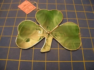 HANDMADE BY KIM SHAMROCK STAINED GLASS ORNAMENT 5 1/2" ST. PATTY'S DAY NWT - Picture 1 of 3