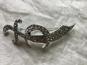 Vintage Shriner's Scimitar with Crescent Moon Rhinestone Pin or Brooch Masonic - Picture 1 of 9