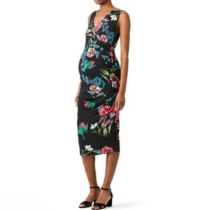 Yumi Kim Womens Midi Dress Flower Child Hold Tight Floral Maternity Dress Sz L - Picture 1 of 14
