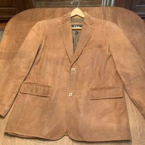 Remy USA Intentionally Distressed Leather Chestnut Brown Blazer Jacket Coat 40