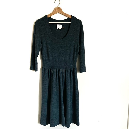 Abito maglione lana KATE SPADE Charlie grigio girocollo maglia grande manica a log