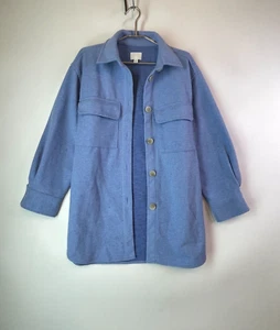 H&M Long Trench Jacket Womens S Polyester Blend Light Blue Buttoned Pocketed - Bild 1 von 13