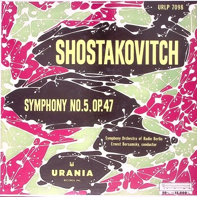 ERNEST BORSAMSKY RADIO BERLIN SYMPHONY SHOSTAKOVITCH NO 5 OP 47 VINYL LP 207-59 - Image 1 of 4