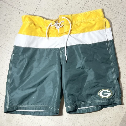 Green  Bay Packers NFL Apparel Tie Waist Lined Size XL Men’s Swim Trunks Cover