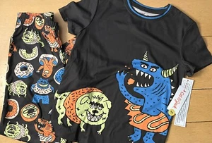 NEU Katze & Jack Größe 8 Medium Pyjama Set Hose T-Shirt Donut Monster - Bild 1 von 15