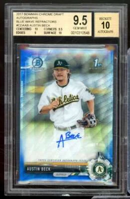Austin Beck RC 2017 Bowman Chrome Draft Auto Blue Wave Refractors #CDAAB BGS 9.5 - Image 1 of 2